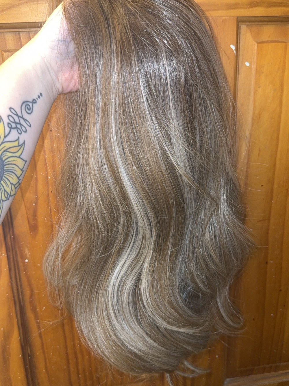 Premium Women’s Synthetic Hairpiece - Ash Brown with Blonde Highlights